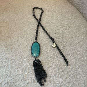 Kendra Scott Rayne Black metal Long Pendant Necklace in teal